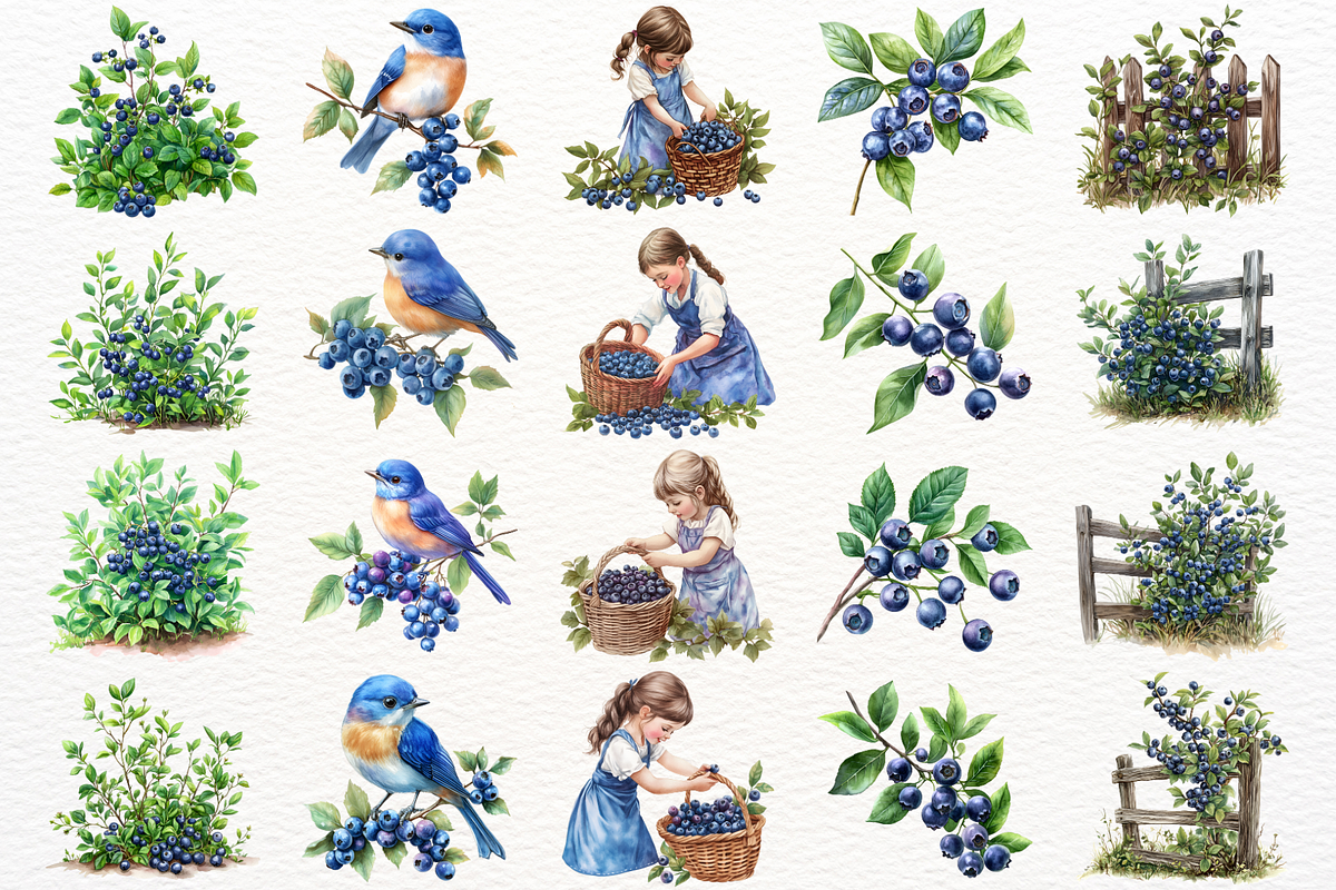 Watercolor Blueberry PNG Clipart, a Food Illustration by SugarCloudStudioArt (Photo 3 of 6)