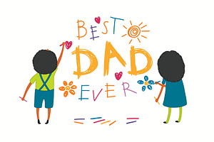 Fathers Day card with kids drawing, an Object Illustration by sceptical cactus