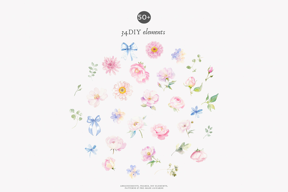 royal bloom watercolor floral set, a Decorative Illustration by Patishop Art (Photo 8 of 10)