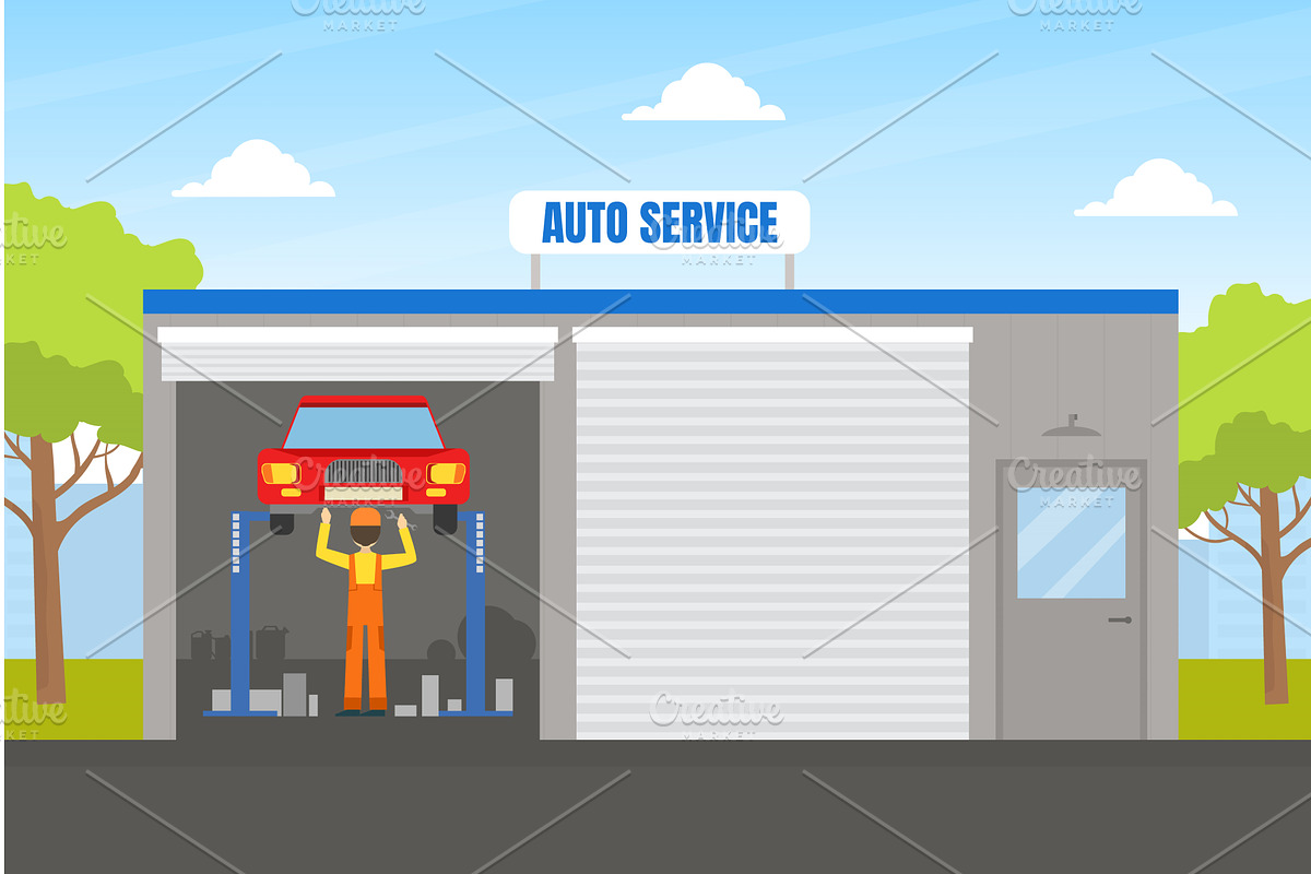 Auto Repair Service, Auto Mechanic, an Illustration by TopVectors