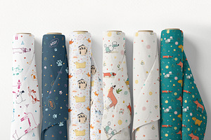 Cute Dogs. Patterns & Illustrations