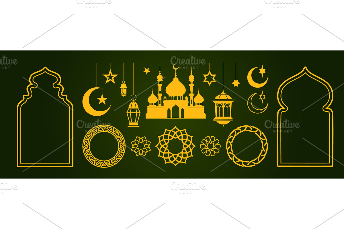 Ramadan ornament set with golden, an Object Illustration by art PVP - market