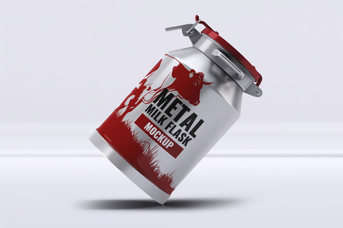 Metal Milk Flask Mock-Up, a Product Mockup by DesignRushMarket (Photo 3 of 7)