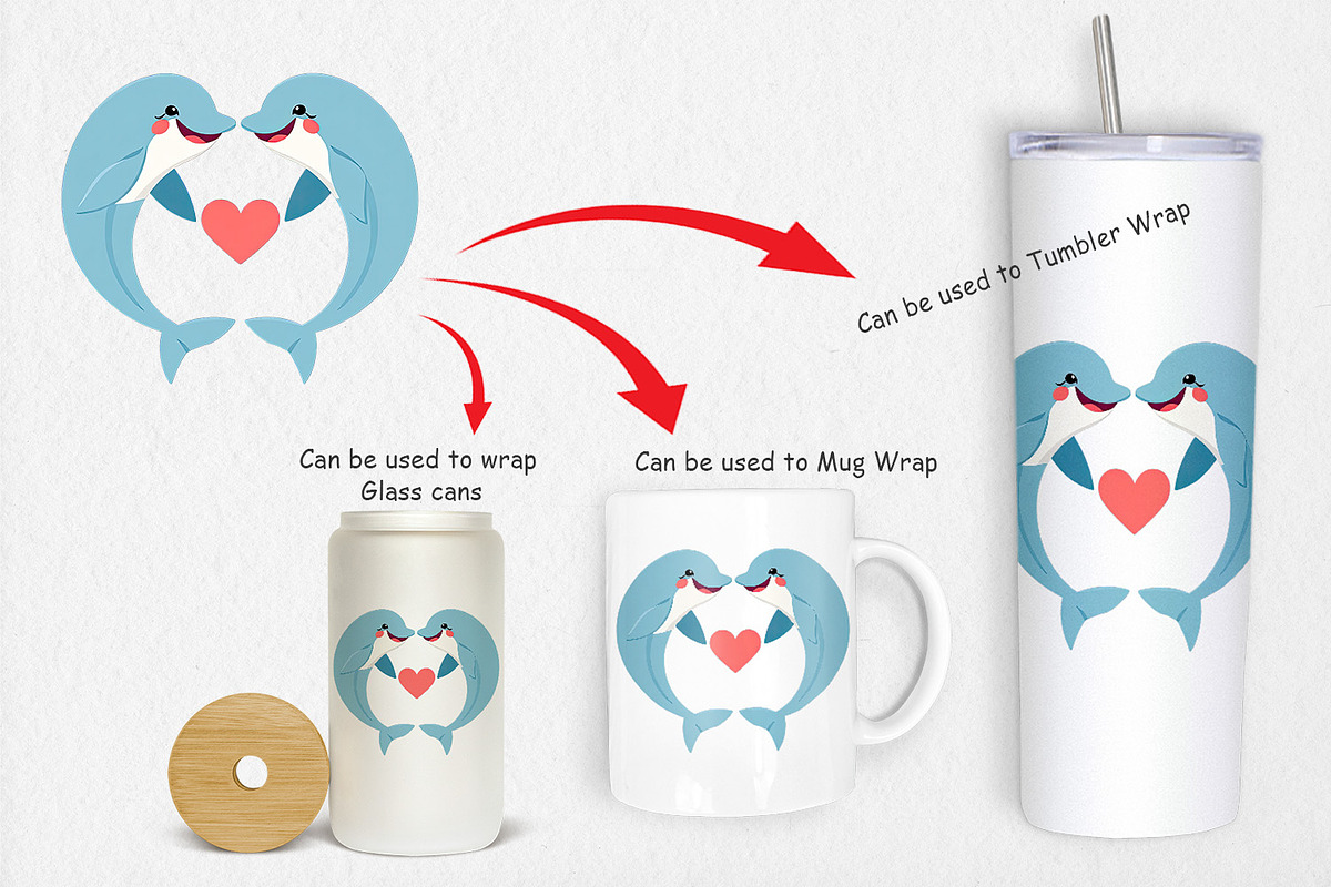 Clipart Love Dolphin, a Graphic by Artnoy (Photo 4 of 5)