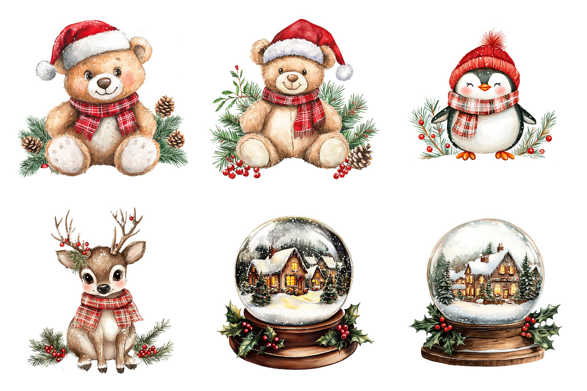 Whimsical Christmas Clipart, a Transportation Illustration by SinaCreation (Photo 3 of 6)
