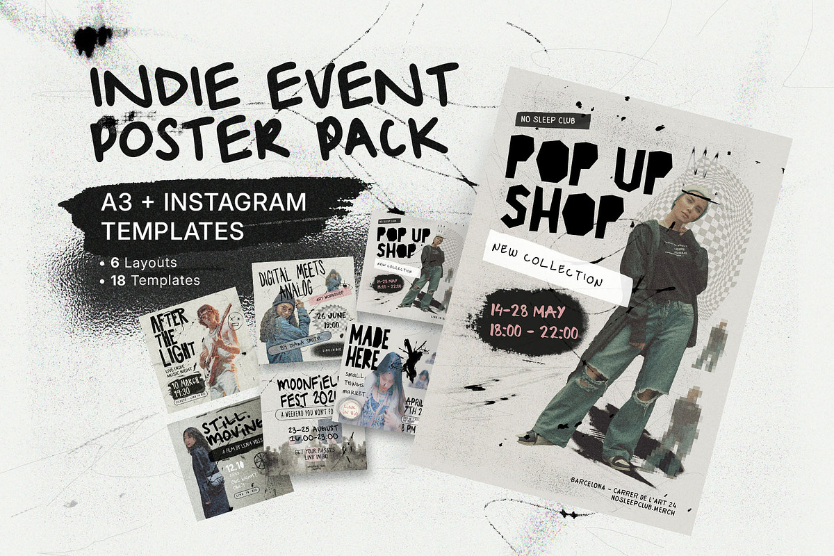 Indie Posters & Instagram Templates, a Social Media Template by Inartflow (Photo 1 of 9)
