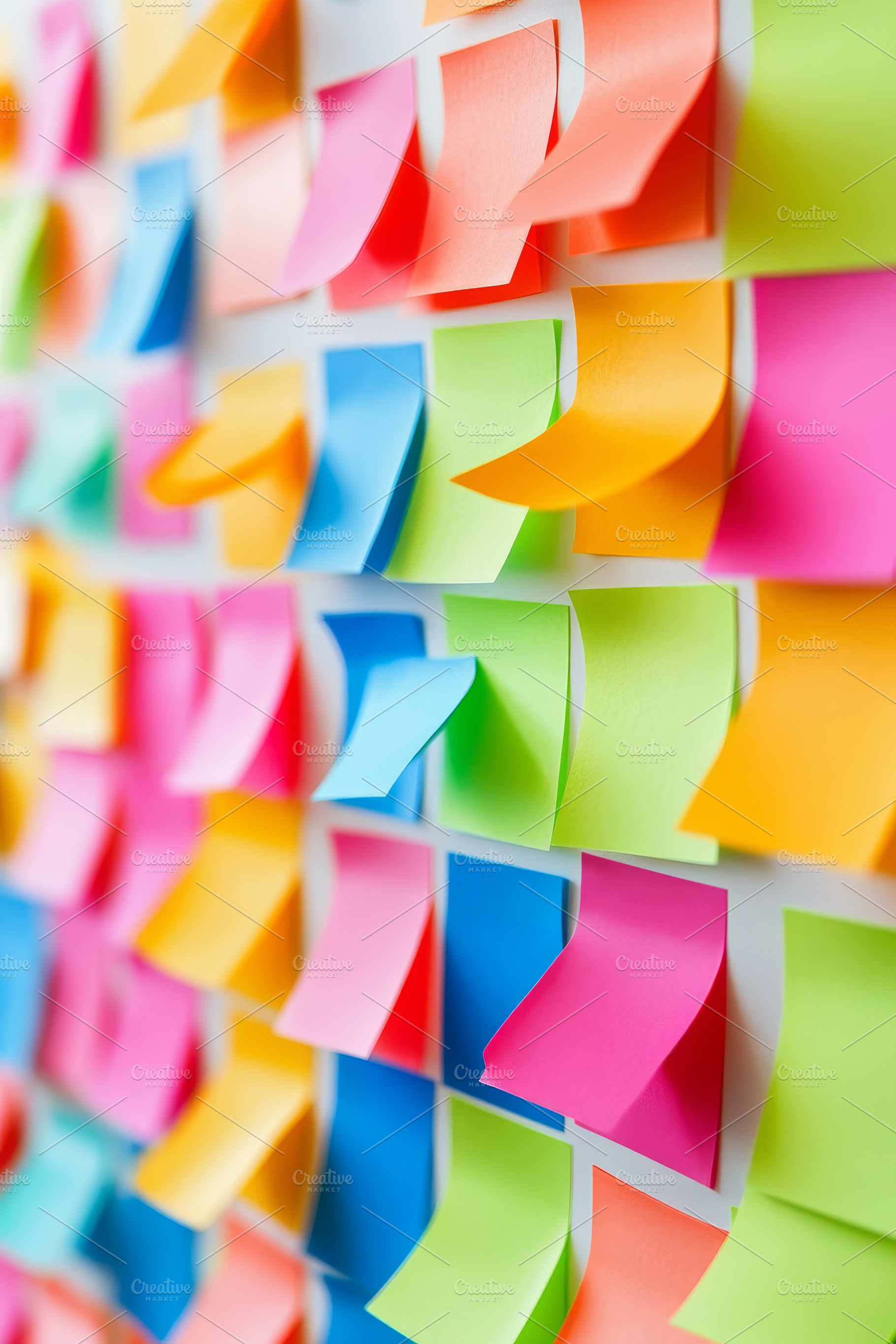 Colorful Sticky Notes on a Wall, an Abstract Photo by Natalia Klenova's Shop