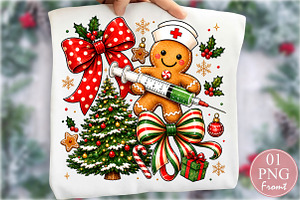 Cute Christmas Gingerbread Nurse PNG, a Seasonal Illustration by Rose Art