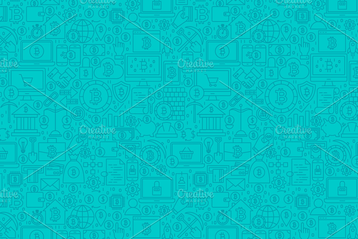 Bitcoin Line Seamless Patterns
