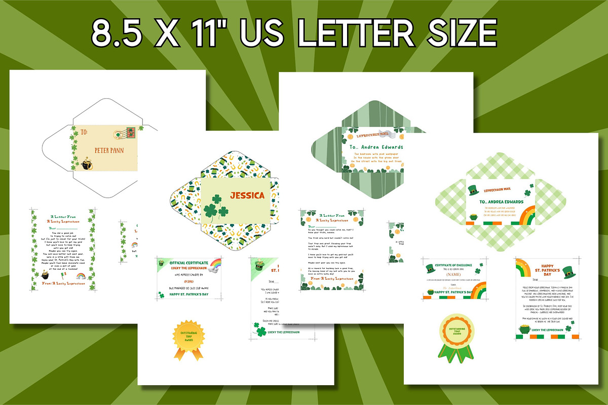 4 Leprechaun Letter&Certificate sets, a Print Template by Adalin Shop (Photo 2 of 8)