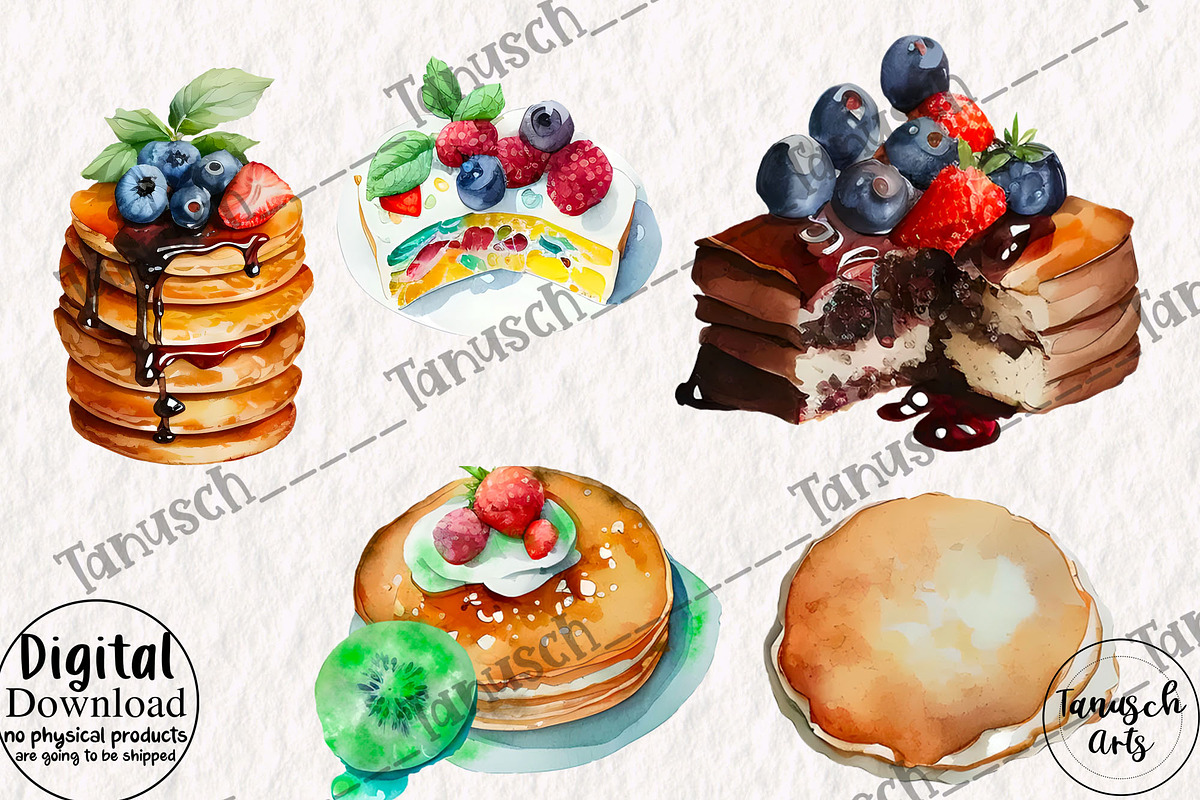 Watercolor pastry clipart Part 2, a Food Illustration by TanuschArts (Photo 2 of 6)