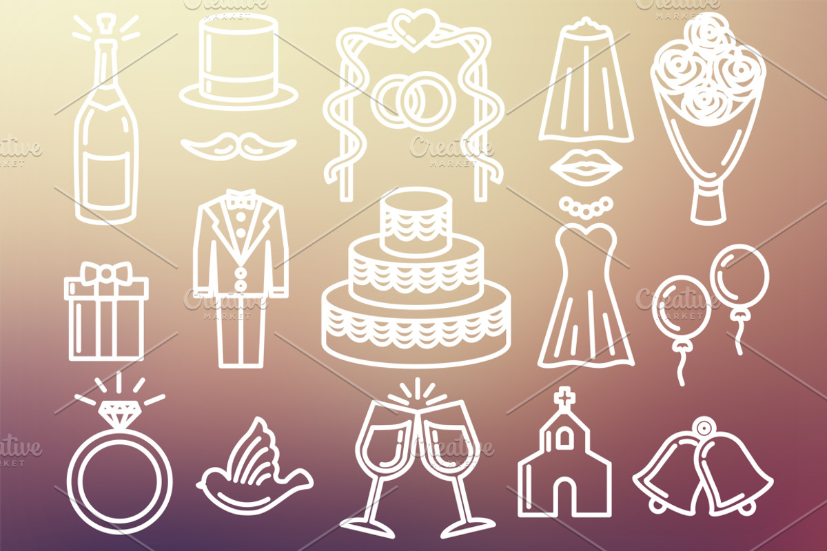Wedding Set Outlined & Colored, an Icon by DeniseUytiepo (Photo 4 of 5)