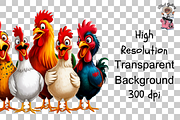 10 Funny Chickens Group PNG Clipart, an Illustration by Clipart Bloom (Thumbnail 12 of 12)