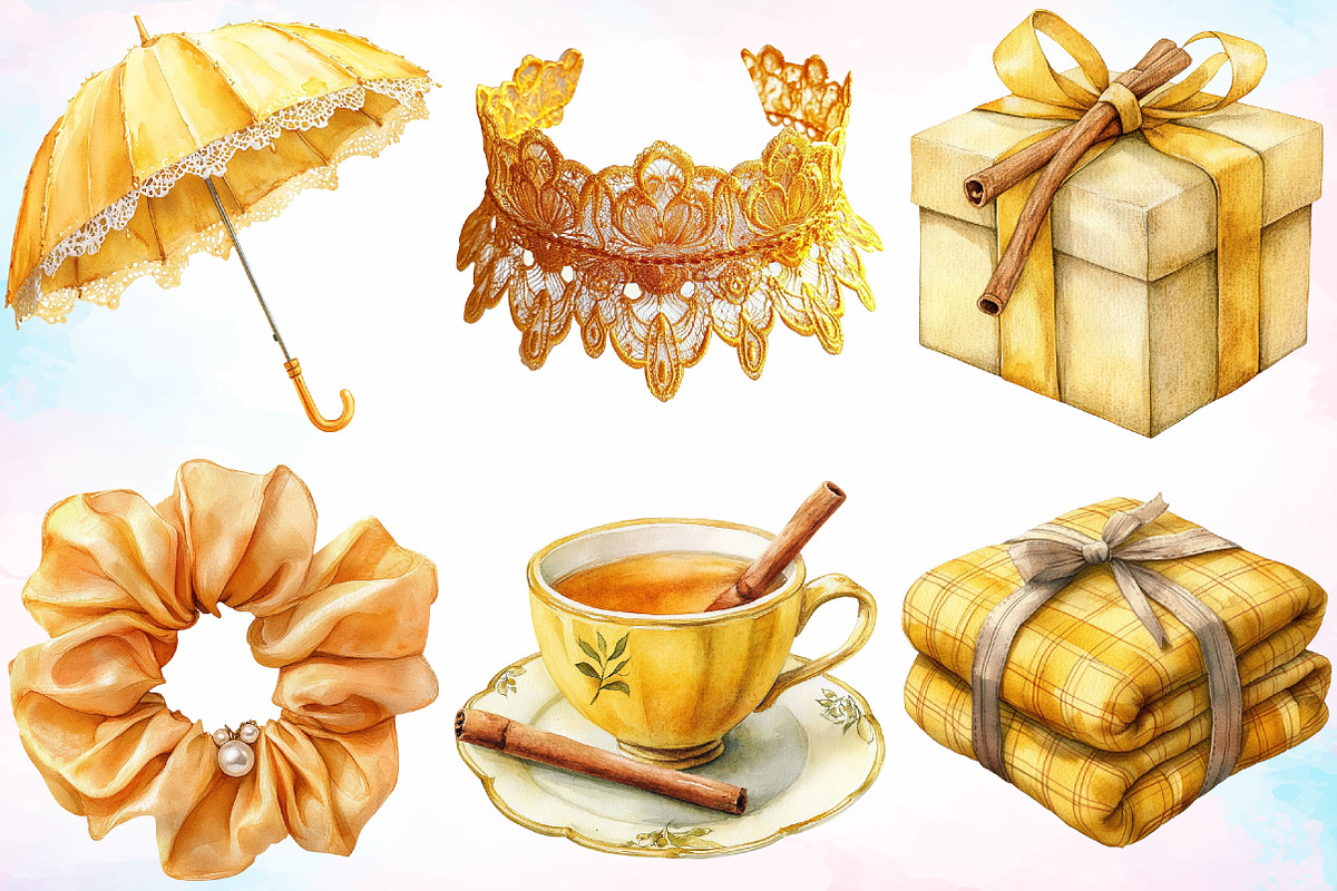 Yellow Coquette Autumn Clipart PNG, a Seasonal Illustration by Canvas Craft (Photo 2 of 3)