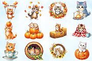 Watercolor Autumn Kitten Clipart, an Illustration by Craft Nest (Thumbnail 4 of 6)