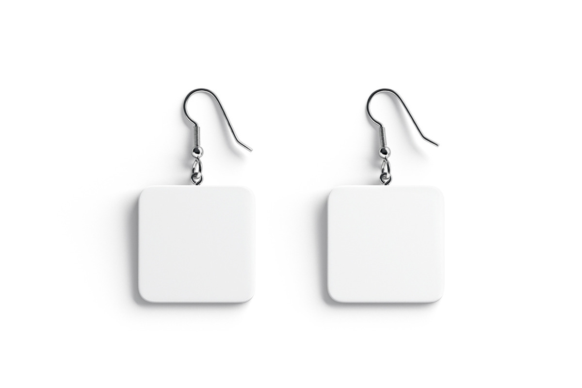 White Square Earring Pair 3D Model, an Object 3D Model by rebrandy (Photo 2 of 9)