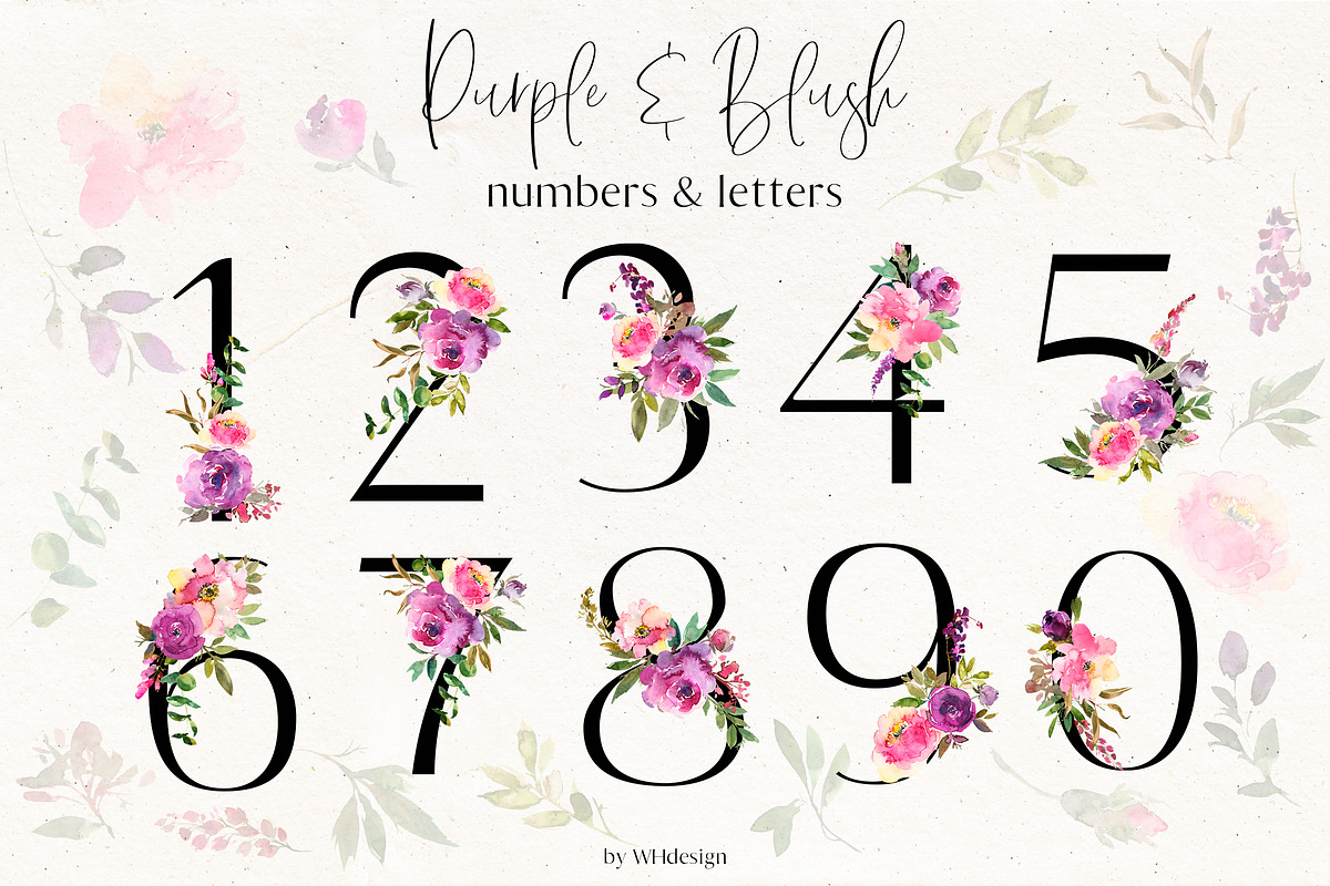 Purple Blush Watercolor Flowers PNG, an Illustration by whiteheartdesign (Photo 3 of 8)