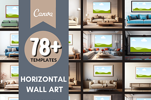 Horizontal Wall Art Canva Mockups, a Merchandise Mockup by LA Design