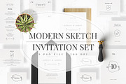 Modern Sketch Invitation Set, an Invitation Template by Azka Creative (Thumbnail 1 of 5)