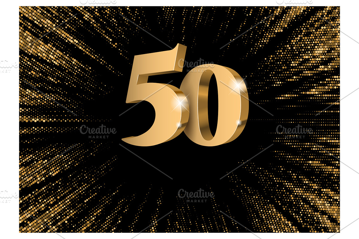 Anniversary 50. Card gold 3d numbers, a Decorative Illustration by Sunny (Photo 2 of 2)