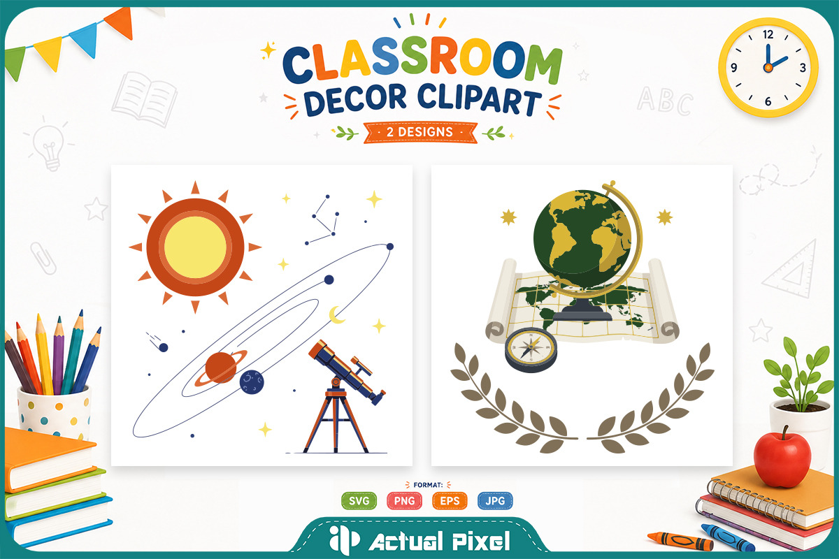 Classroom Decor Clipart Bundle, an Education Illustration by Actual Pixel (Photo 3 of 12)