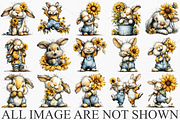 Funny Summer Sunflower Bunny Clipart, a Seasonal Illustration by Canvas Craft (Thumbnail 4 of 6)
