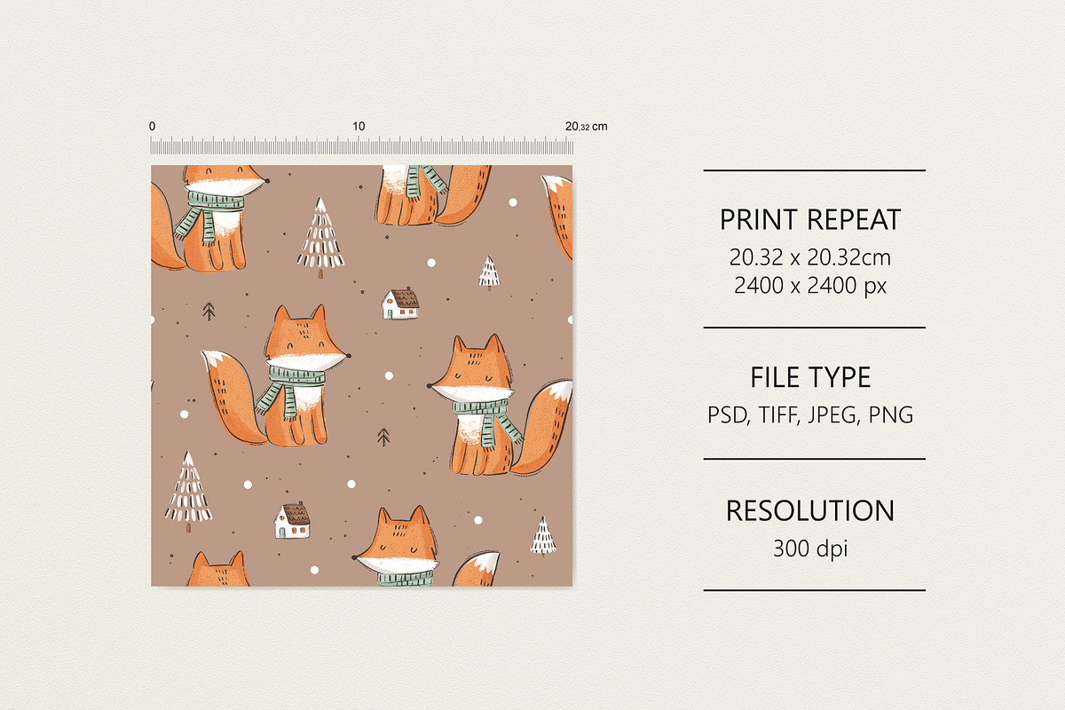 Winter fox, a Pattern Graphic by Olena Kuznietsova (Photo 4 of 10)