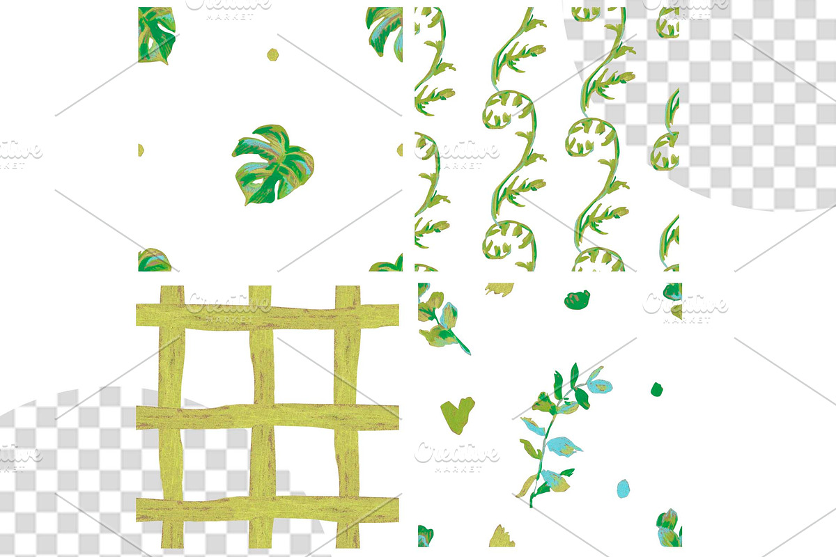Crayon Botanical Seamless Patterns, a Pattern Graphic by Lucyinyourheart (Photo 2 of 10)
