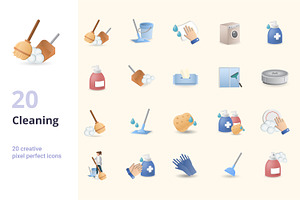Cleaning 3D Icons Set Bundle, an Object Graphic by Aimagenarium@gmail.com