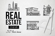 50 Real Estate Icons, Property, City, an Outline Icon by Hatch Design Workshop (Thumbnail 1 of 9)