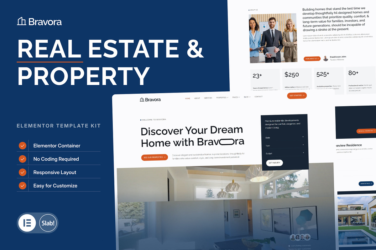 Bravora - Real Estate & Property, a WordPress Template by SLAB! Design (Photo 1 of 5)