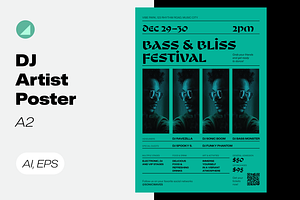 DJ Artist Nightclub Party Poster, a Flyer Template by Danil Polshin