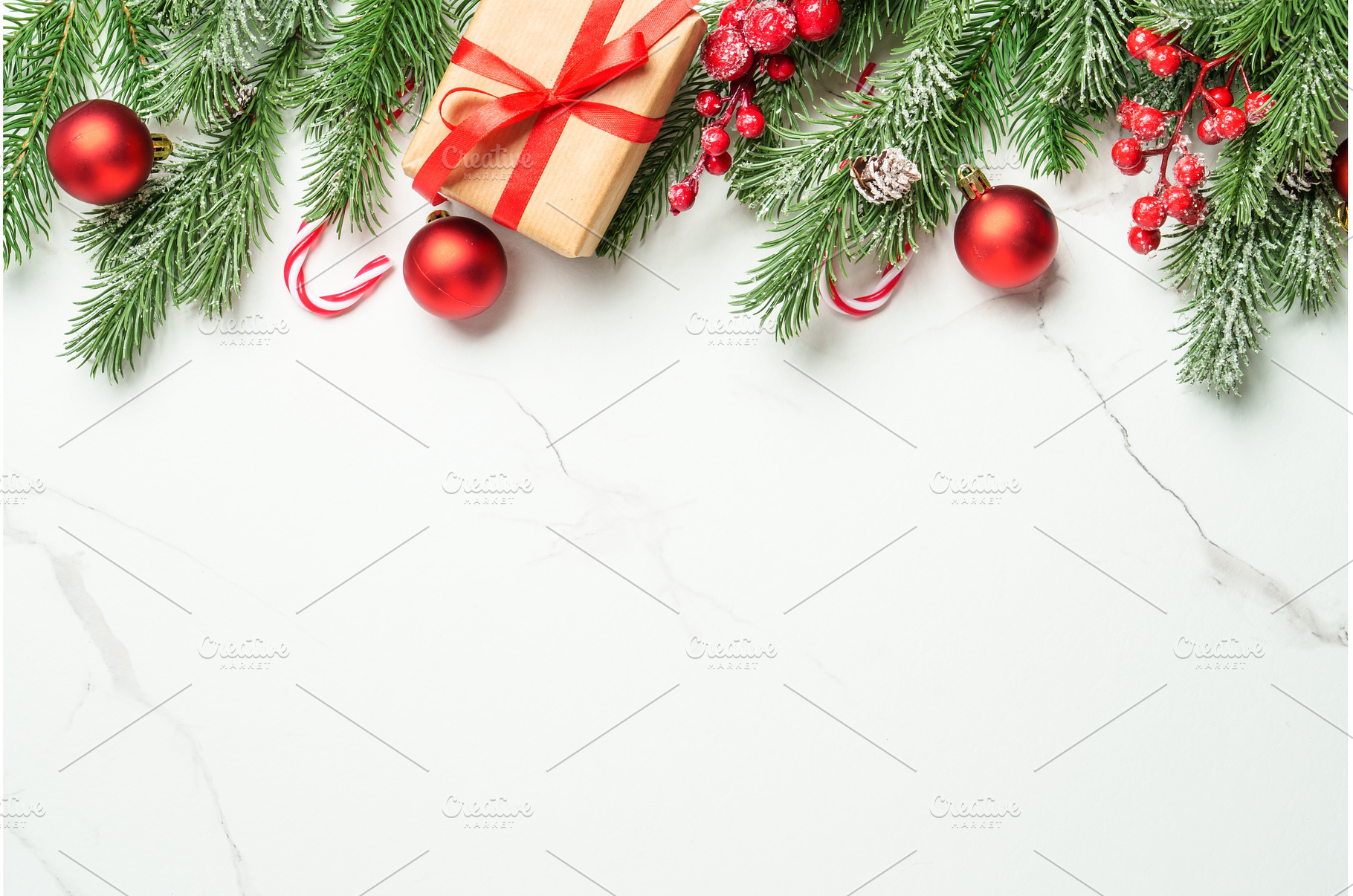 Christmas flat lay background on, a Holiday Photo by Nadia-nb