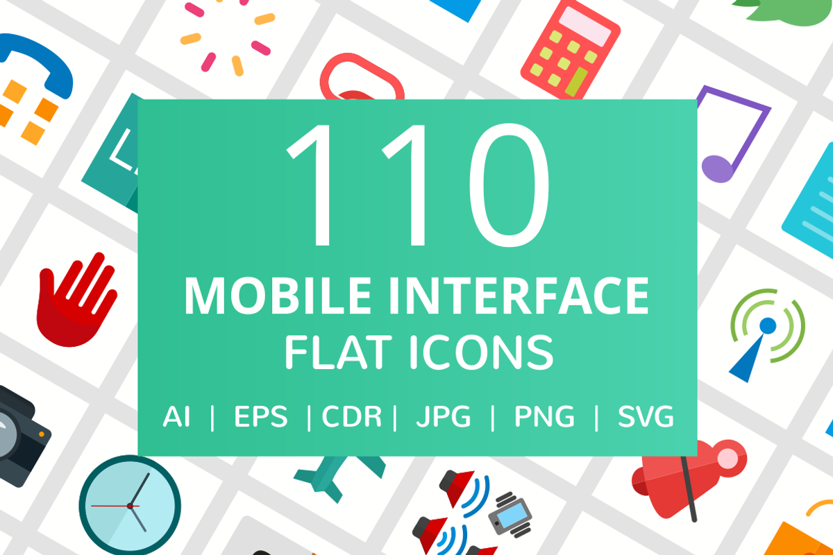 111 Mobile Interface Flat Icons, an Icon by IconBunny (Photo 1 of 2)