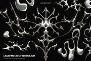 24 Cybersigilism Liquid Metal 3D PNG, an Object Graphic by GRPXSTORE (Thumbnail 1 of 10)