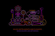 Music Instruments And Flawers Neon, an Illustration by danjazzia (Thumbnail 1 of 3)