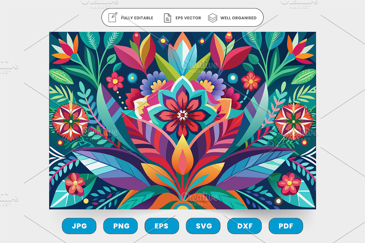 A vibrant vector artwork of flowers, a Graphic by SaroStock