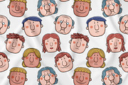 Cute Face People Seamless Pattern, a Pattern Graphic by MEDZ (Thumbnail 1 of 3)