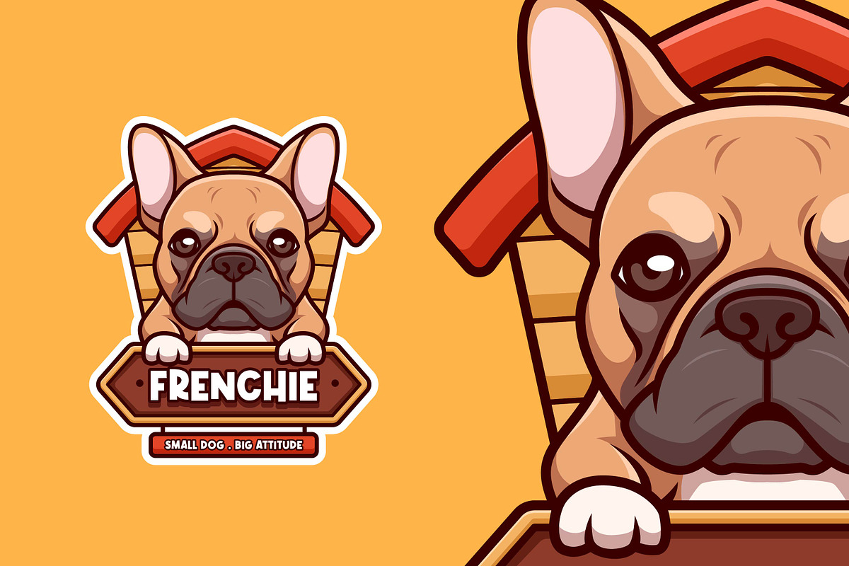 French Bulldog Cartoon Mascot Logo, a Branding & Logo Template by Gumrega Studio