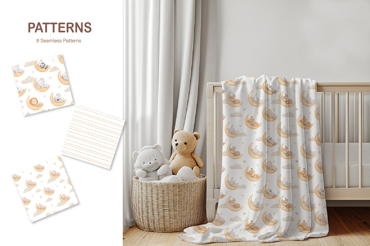 Watercolor sleeping baby animals, an Illustration by ElenaPlatovaArt (Photo 6 of 12)