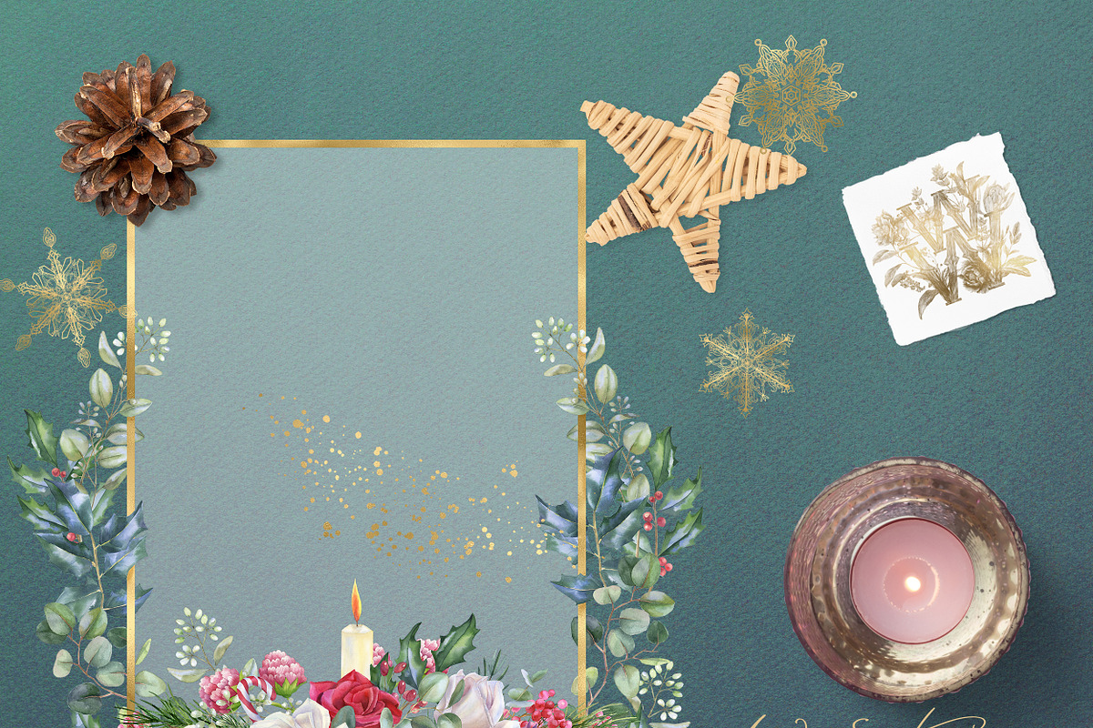 Watercolor winter Christmas frames, an Illustration by WonderWonder (Photo 8 of 10)