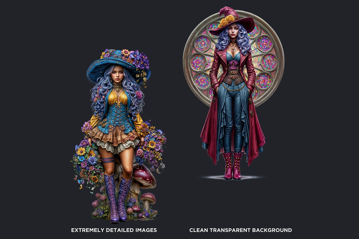 Fantasy witches clipart Set, a Person Illustration by ThatsDesignArt (Photo 3 of 10)
