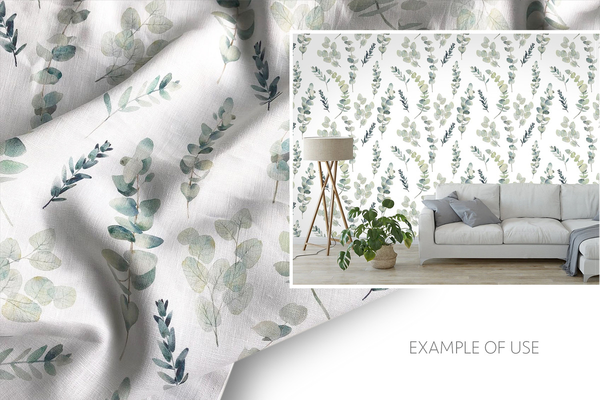 Eucalyptus watercolor pattern, a Pattern Graphic by Eisfrei (Photo 2 of 5)
