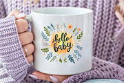Watercolor Hallo Baby PNG, an Illustration by DreamCafeArt (Thumbnail 5 of 7)
