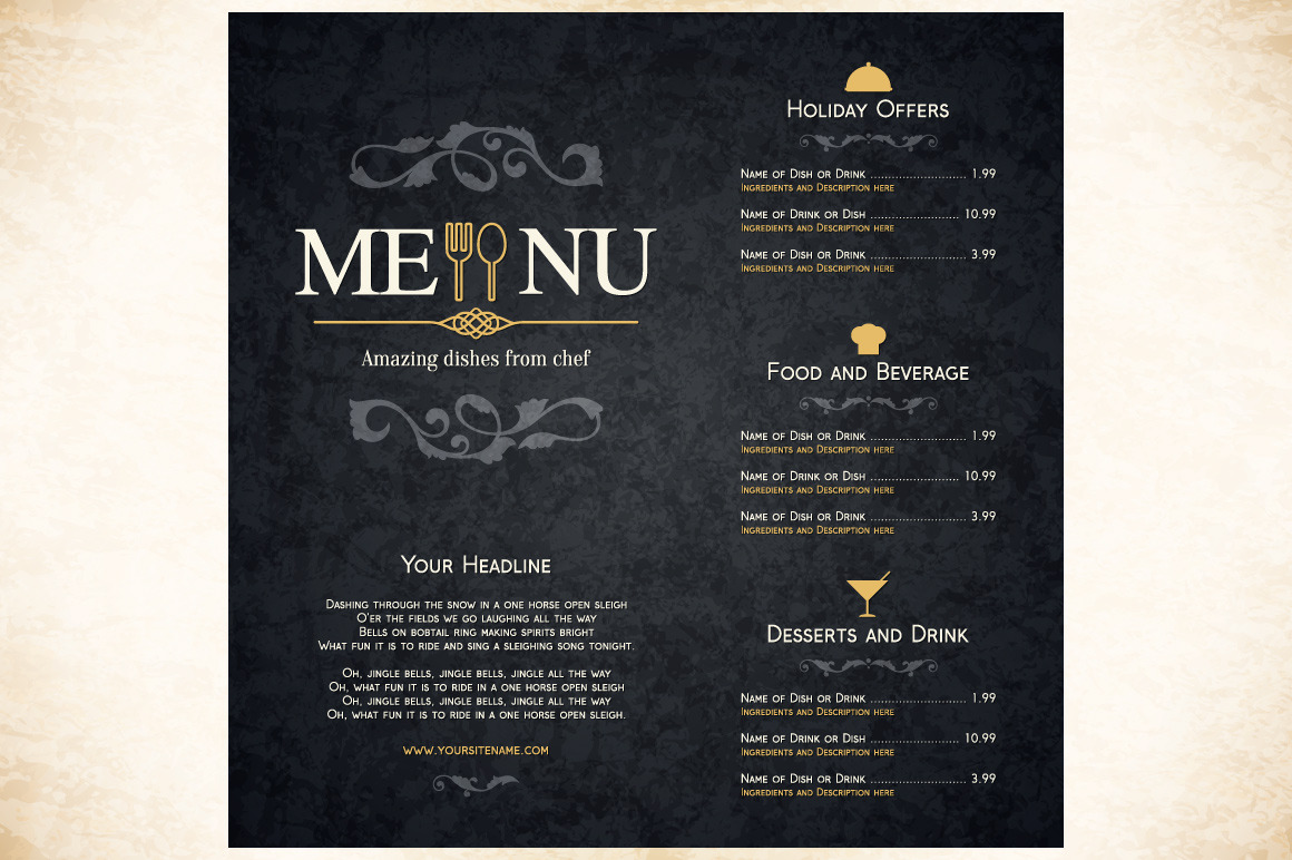 Restaurant menu template | Card Templates ~ Creative Market