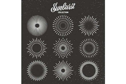 Vintage grunge sunburst collection, an Illustration by 32pixels