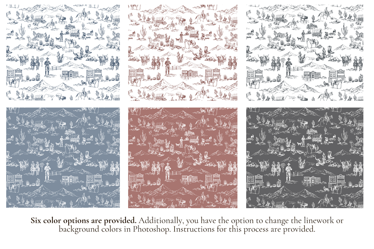 Cowboy Country Toile de Jouy Pattern, a Background Graphic by Hughes Studio (Photo 2 of 8)