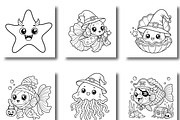 Halloween Cutie Ocean Animals Color, a Seasonal Illustration by Design Zone (Thumbnail 5 of 5)