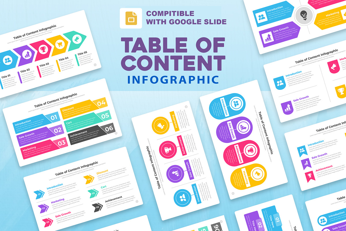 Table of contents Google Slide, a Templates & Theme by Mighty-Slide (Photo 1 of 7)