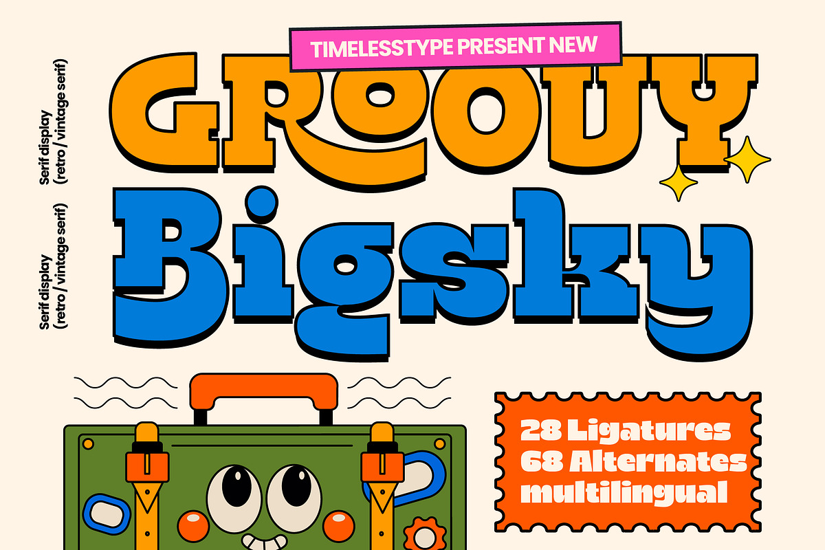 Groovy Bigsky Retro Vintage Serif, a Serif Font by timelesstype.co (Photo 1 of 15)